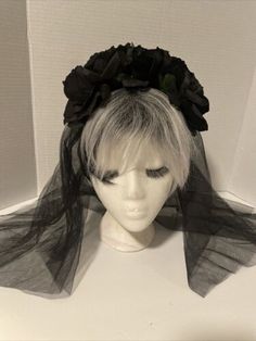 Day of The Dead Headpiece Veil Rose Flower Headband Halloween Costume New  | eBay Day Of The Dead Headpiece, Headpiece Veil, Rose Flower Headband, Black Rose Flower, Rose Flower Crown, Hair Accessories Collection, The Veil, Flower Headband, All Hair Types