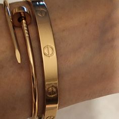 2 Rose Gold Bracelets. Slim Nail And Love Bracelet. Stainless Steel Hypoallergenic Water Resistant Cheap Women's Wristband For Gift, Cheap Gift Wristband For Women, Rose Gold Bracelet, Bangles Jewelry, Love Bracelets, Stylish Jewelry, Silver Bracelets, Bracelet Set, Womens Jewelry Bracelets