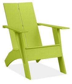 a lime green plastic lawn chair on a white background with clippings to the side