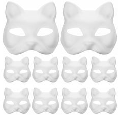 PRICES MAY VARY. 😺😺【Cat Mask & Animal Mask】😺😺2024 new upgrade cat maskwith blank design blank mask fox mask is made of high quality paper material, light weight, strong quality, not easy to deform and tear, can be used for a long time! If you are planning to join, it will be your best choice! The perfect white cat mask is very charming after coloring! 😺😺【Cat Mask & DIY Craft】😺😺Cat mask costume is made of easy-to-paint paper, give full play to your imagination, DIY the cat mask halloween Cat Face Mask Printable, Pet Masks For Kids, Cat Mask Printable, Catboy Mask, Cat Mask Diy, Carnival Party Favors, Diy Halloween Masks, Blank Mask, Mask Cat