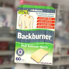 a package of backburner sitting on top of a store shelf