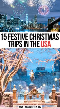 15 Festive Christmas Trips In The USA Places To Travel For Christmas, Christmas Trips, Travel Destinations Usa, Christmas Travel Destinations, Best Winter Vacations, Winter Vacations, Usa Christmas, Travel Christmas, Holiday Travel Destinations