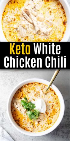 keto white chicken chili in a bowl