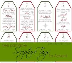 the printable tags for christmas are numbered in red and green