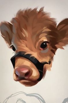 a digital painting of a pig's face