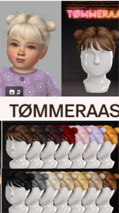 an image of different types of wigs for children