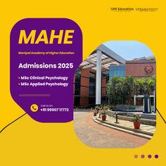 an advertisement for the mahe college of higher education, which has been designed to look like