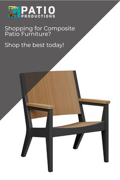 a wooden chair with the text, shopping for composite furniture? shop the best today