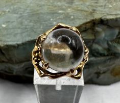 14k Yellow Gold and 10.5mm Crystal Ball Clear Quartz Sphere Ring sz 7.5. Marked 14k. Condition is good, light tarnish, scuffs and scratches. Thank you for looking! Prices on shop items are fair and reasonable, so all prices are firm.  No reserves, all items sold as-is. Please review photos and description carefully before purchasing.  Please let me know of you have any questions or special shipping requests such as postal insurance.  We are a licensed gold and silver buyer in the state of Califo Sphere Ring, Crystal Ball Ring, Clear Quartz Ring, Quartz Sphere, Quartz Ring, State Of California, Crystal Ball, Rings Statement, Clear Quartz