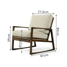 an image of a chair with measurements for the seat and backrests on it