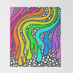 an abstract painting with multicolored lines and dots