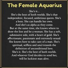 the female aquarius poem is shown in black and white with gold trimmings