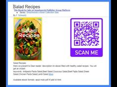 the recipe book is displayed next to an image of a bowl of salad and a qr code