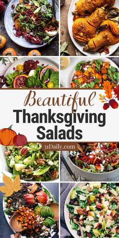 beautiful thanksgiving salads with pumpkins, apples and cranberries