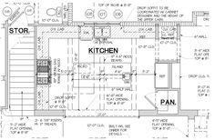 an architectural drawing shows the kitchen and living room in this house, as well as floor plans