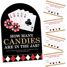 how many candles are in the jar? card game with gold glitters and playing cards