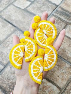 Anting Manik, Jewelry Chunky, Lemon Fruit, Motifs Perler, Fruit Earrings