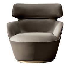 the modern chair is made out of leather and has a rounded seat with an armrest