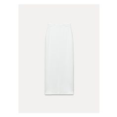 High-waisted long skirt with belt loops and elastic waistband. Back vent. Elegant Relaxed Skirt With Belt, Elegant Skirt With Belt, White Relaxed Fit Midi Pencil Skirt, White Fitted Belted Bottoms, White Maxi Skirt For Spring Workwear, Elegant Long Pencil Skirt For Daywear, Elegant Belted Skirt For Spring, Elegant Midi Skirt For Daywear, Elegant Spring Skirt With Belt Detail