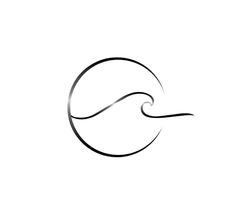 an abstract logo with the shape of a wave in black and white, on a white background