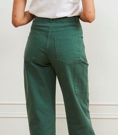 Inspired by the classic painters pants, we fine tuned the Agnes Pants to give that relaxed utilitarian vibe with a fit for curves. Made from thick stretch canvas and featuring a zip fly, and front, back and utility pocket. These are a thicker fabric than our regular pants, but they do have some stretch in them as well. Stretch Canvas. 98% Cotton, 2% Spandex. Machine washable. Made in New York City. Rise - 13" XXS - Waist= 24", Hips= 36", Inseam= 29.25" XS - Waist= 26", Hips= 38", Inseam= 29.5" S Painter Pants, High Waisted Wide Leg Jeans, Puffy Dresses, Painters Pants, High Waisted Jean, Cozy Fall Outfits, Tomboy Outfits, Cozy Outfit, Diy Dress