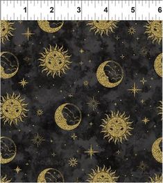 a black background with gold sun and moon on it, as well as the ruler