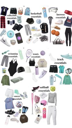 the contents of a woman's travel bag are shown in this graphic above it is an image of clothing and accessories