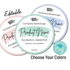 three circular labels with the words, choose your colors