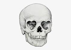 a black and white drawing of a skull