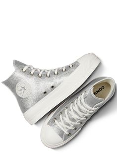 Sparkle Converse, Glitter Converse, Sparkle Party, Silver Sneakers, Concert Fits, High Leg Boots, Converse Chuck Taylor All Star, Dream Shoes