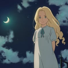 Alien Stage, A Girl, The Moon, Blonde, Moon