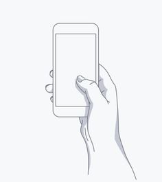 a hand holding a smart phone with a blank screen in the palm, on a white background