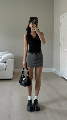 outfit details on LTK   summer mini skirt loafers vest outfit H&m Outfits Summer, Mini Outfits Skirt, Skirt And Loafers Outfit Summer, Summer Outfits With Vest, Vest And Loafers Outfit, Outfit Ideas Skirt Casual, Outfits With Skirts Summer, Styling A Mini Skirt, Loafer Skirt Outfit