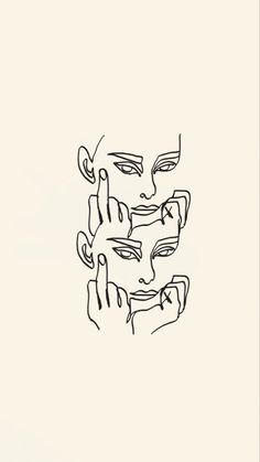 a drawing of two hands touching each other's faces, with one hand holding the other