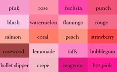 the names of different types of colors