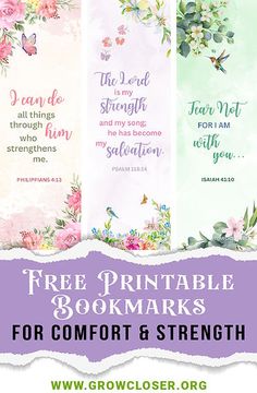 three printable bookmarks for comfort and strength