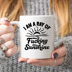 Ray of Sunshine Funny Coffee Mug with Quote, Funny Mug Gift, Sarcasm Gift, Sarcasm Coffee Mug, Sarcastic Funny Gift, Funny Mugs with Sayings  This Sublimated Coffee Mug makes for the Perfect gift for your loved one they can pick up and love and laugh at on a daily basis! One to truly remember! Get one for yourself or buy one for a friend that would love this as these make perfect gifts for Girlfriends, Husbands, Wifes, him, her, anniversaries, weddings, mothers day, fathers day, birthdays, etc... PERFECT FUNNY GIFT COFFEE MUG DETAILS: - 11 oz or 15 oz white ceramic mug - Image is printed on both sides - Dishwasher (top rack) and microwave safe - Fast Shipping Ð All Order Ship Next Business Day Our ceramic coffee mugs are made using a high quality sublimation process that adheres specialty Funny Mug Sayings Hilarious, Mug Sayings Funny Coffee Cups Cricut, Sarcastic Mugs, Gifts For Girlfriends, Sassy Mugs Coffee Cups, Snarky Coffee Mugs, Perfect Gift For Girlfriend, Gift Mugs, Mugs For Men