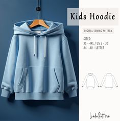 kids hoodie sewing pattern sizes xs - xxl