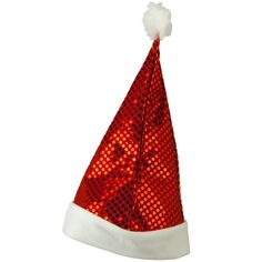 Red Sequin Santa HatMade of 100% polyester.One size fits most, fitting up to 7 1/2. Crown measures 13 inch deep and 11 1/2 inch wide.br />Brim measures 2 1/4 inches wide.Decorated with polka dot red sequins and white pom pom accented on the top of a hat.Thick, soft and warm material.Hand washable only.Imported.Available in different styles and colors. You'll definitely be the flashiest Santa Claus around town with our Red Sequin Santa Hat. Sequins run throughout the hat for a sparkly and shiny l Red Adjustable Holiday Hat, Adjustable Red Hats For Holiday, Adjustable Red Hat For Holiday, Red Party Hat, One Size Fits Most, Adjustable Red Mini Hat For Holidays, Red Fitted Mini Hats For Winter, Adjustable Red Christmas Hat, Red Adjustable Christmas Hat, Red Christmas Hat For Festive Occasions