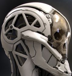 the helmet is designed to look like a human skull