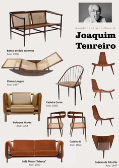 the different types of chairs and couches are shown in this advertisement for furniture stores