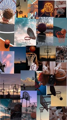 many different images of basketball equipment and people