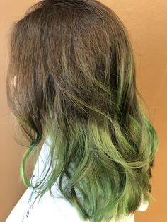 Green Hair Streaks, Green Hair Ombre, Hidden Hair Color, The Best Hair Products, Olive Hair, Dyed Tips, Best Hair Products, Dip Dye Hair