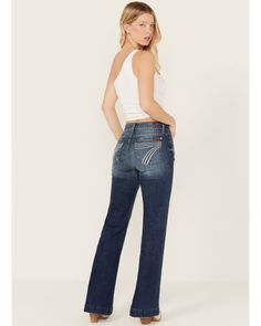 7 For All Mankind Women's Dark Wash Mid Rise Tailorless Dojo Trouser Jeans, Dark Wash Pants With Belt Loops Standard Cut, Mid-rise Dark Wash Pants With Welt Pockets, Mid-rise Flare Jeans With Belt Loops, Western Mid-rise Denim Blue Jeans, Mid-rise Stonewashed Denim Bottoms, Mid-rise Dark Wash Rigid Denim Bottoms, Seven For All Mankind Jeans Dojo, 7 Jeans, Exclusive Clothing