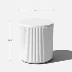 a white container is shown with measurements for the top and bottom portion, including height