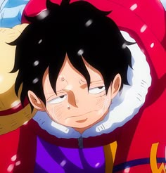 an anime character with black hair wearing a red coat