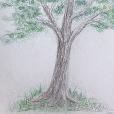 a drawing of a tree with green leaves