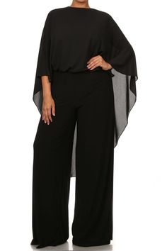 Find super cute plus size outfits at www.ktique.com Outfits For Night Out, Plus Size Wide Leg, Cape Jumpsuit, Plus Size Black Dresses, Black Plus Size, Plus Size Romper, Jumpsuit Elegant, My Fair Lady, Fair Lady