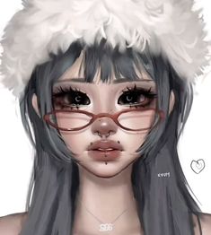 a digital painting of a woman with glasses and a santa claus hat on her head