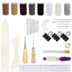 PRICES MAY VARY. This tool kit is all you need for your leather crafting needs. It boasts a 35-pc set that’s complete with all the necessary accessories and sewing supplies to do leather crafts and repair. A basic set of bookbinding tools set for DIY handmade books or books repairing, school handmade DIY craft, sewing leather or paper crafts. Enjoy the process and achievement that they practice. This leather sewing tools set comes with stitching awls, finger cots and other items to make them muc Origami Knife, Bookbinding Supplies, Diy En Cuir, Bookbinding Tools, Binding Supplies, Book Binding Diy, Costura Diy, Leather Diy Crafts, Bone Folder